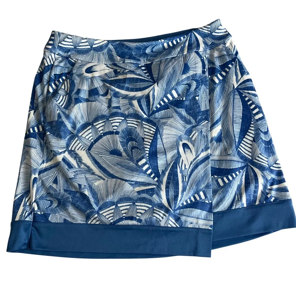 Greg Norman Skort Women Small Blue Tropical Print PlayDry Golf Tennis Active